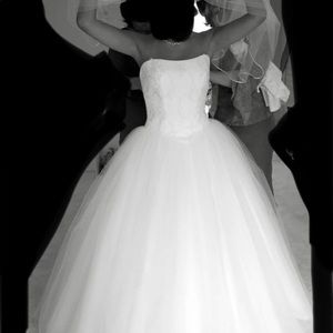 Paloma Blanca tulle strapless gown. Professionally preserved in great condition